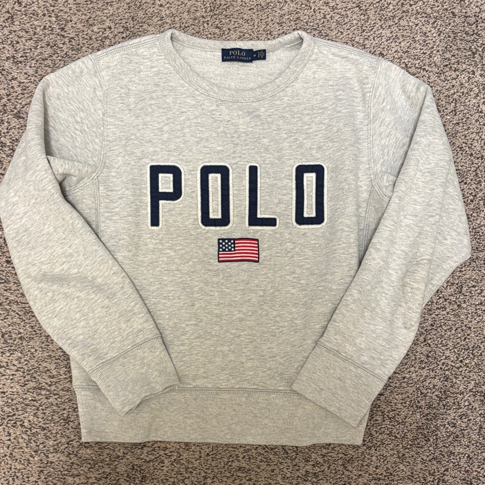 Polo by Ralph Lauren Light Gray Sweatshirt with Navy Logo